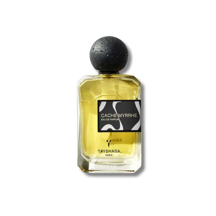 Un flacon de parfums de niche "Cache-Myrrhe" de la marque TAYSHABA, vendu sur scentissime.com